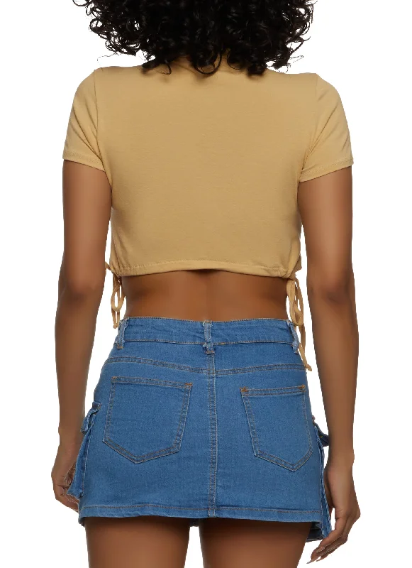 Rock N Roll Drawstring Crop Top