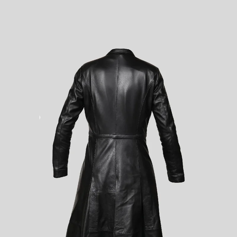 Ladies Trinity Matrix Black New Rock Gothic Leather Coat