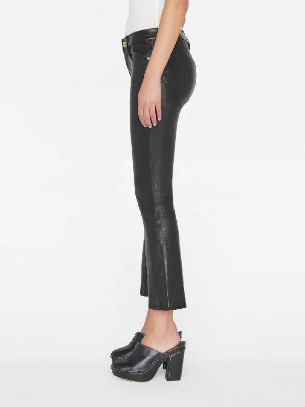 Leather Le Crop Mini Boot -- Washed Black