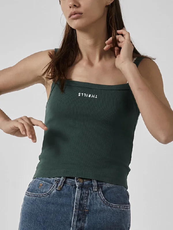 Minimal Thrills Rib Singlet - Mallard Green