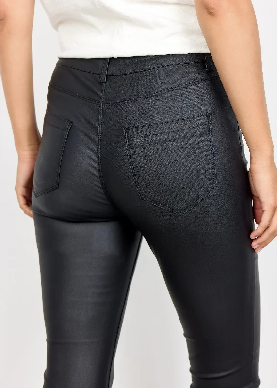 Pam 3 Leather Look Pants in Black