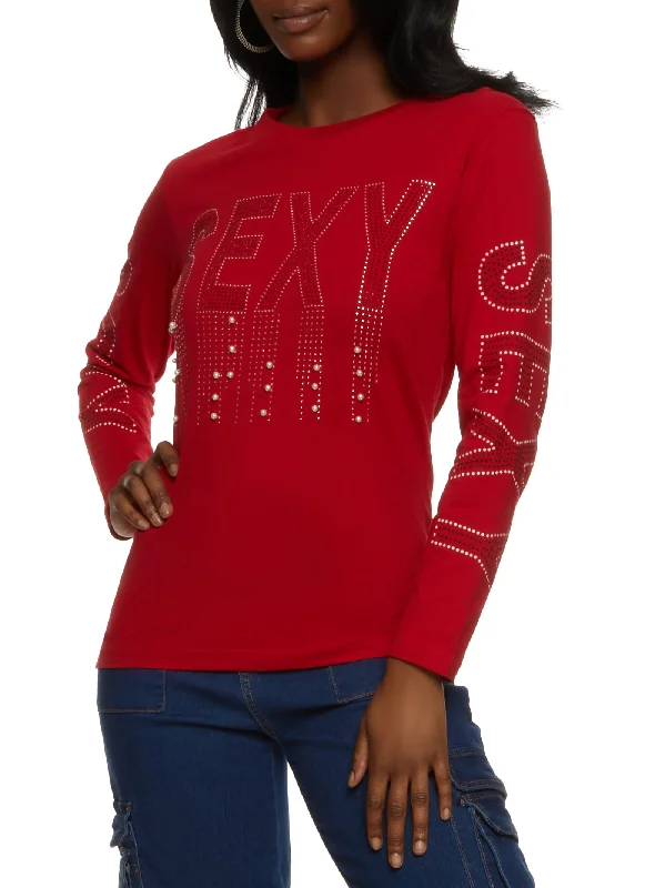 Sexy Studded Long Sleeve Tee