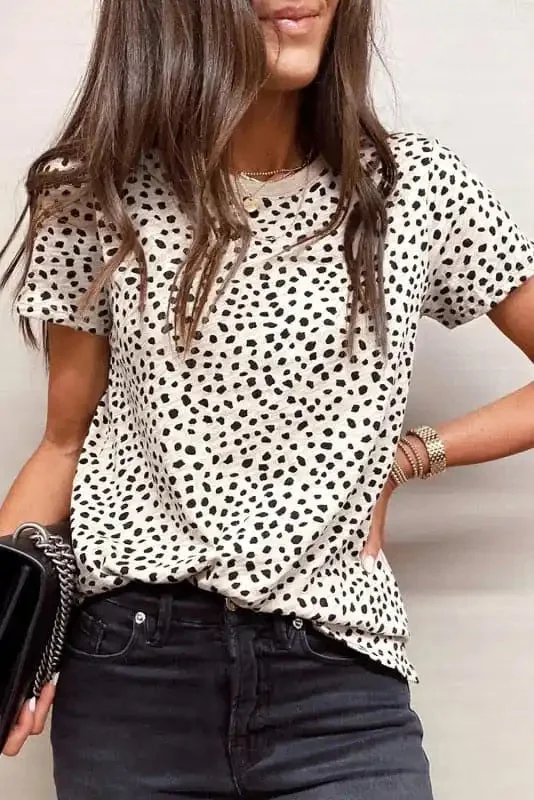 Short-sleeved round neck pullover loose casual t-shirt for women