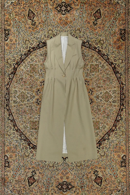 SLEEVELESS TAILORED COAT (GREIGE)