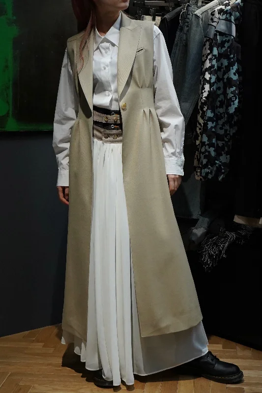 SLEEVELESS TAILORED COAT (GREIGE)