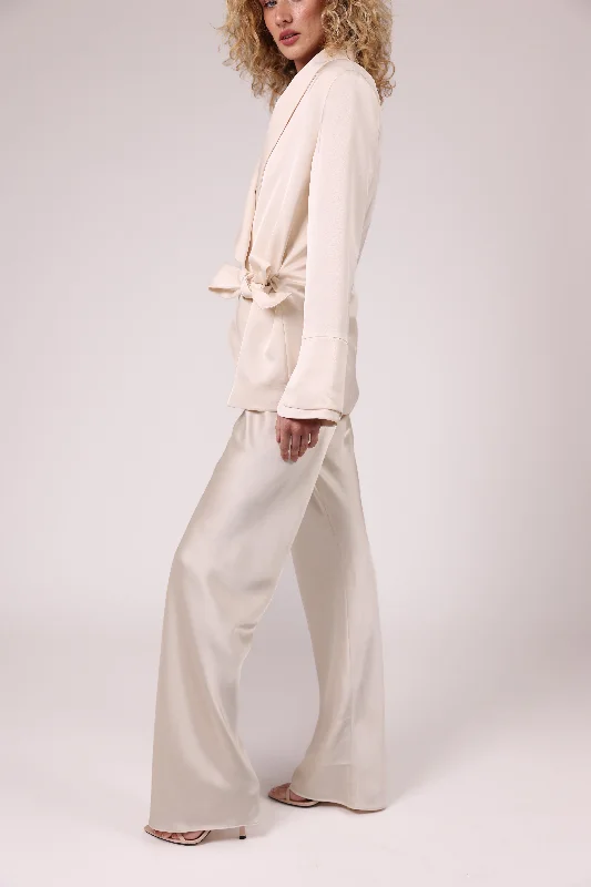 ""The Sandra"" - Satin Trousers (Cream)