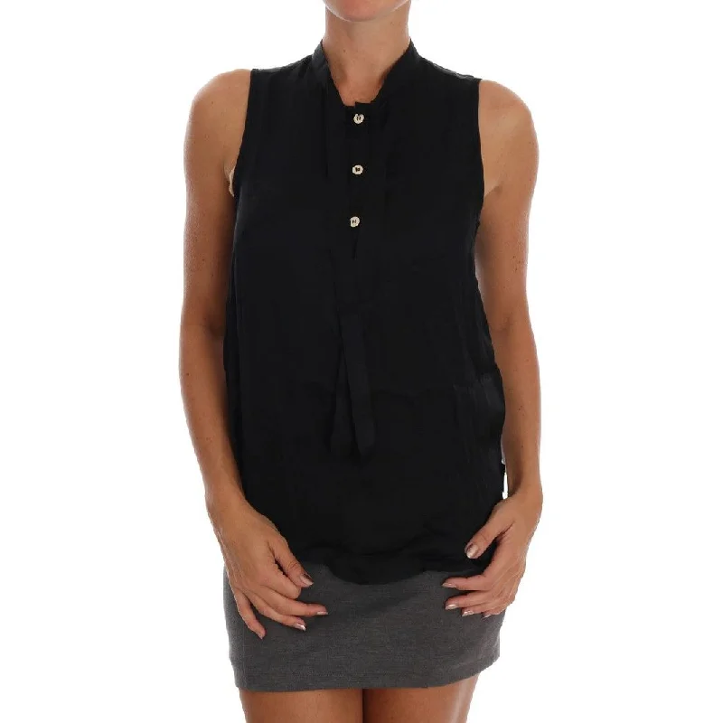 Versace Jeans Chic Sleeveless Black Shirt Blouse