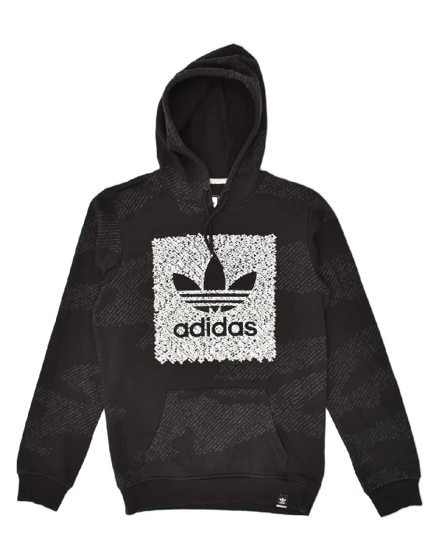 ADIDAS Mens Abstract Pattern Graphic Hoodie Jumper XS Black Cotton