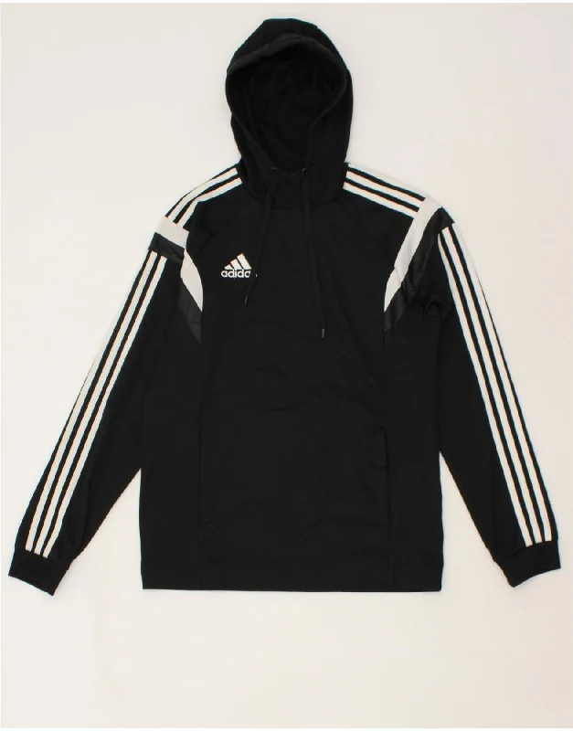 ADIDAS Mens Graphic Hoodie Jumper Small Black Colourblock Polyester