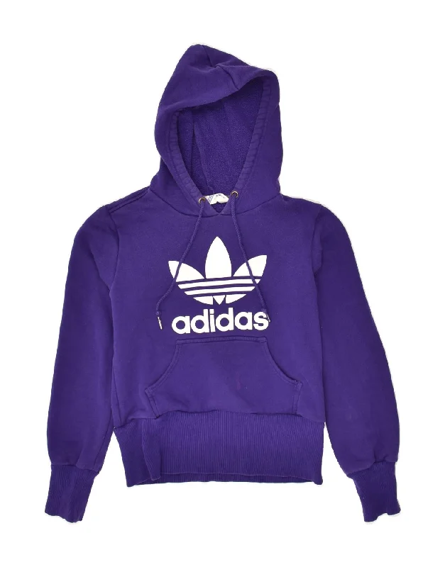 ADIDAS Womens Graphic Hoodie Jumper EU 36 Small Purple Cotton