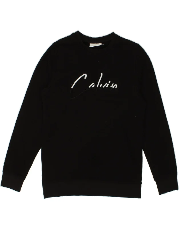 CALVIN KLEIN Womens Graphic Sweatshirt Jumper UK 12 Medium Black Cotton