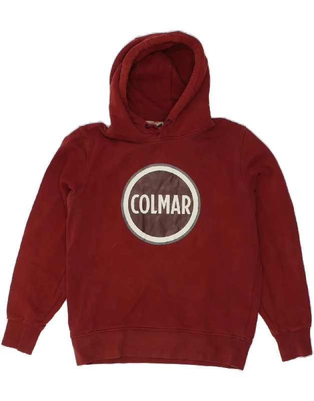 COLMAR Mens Graphic Hoodie Jumper Medium Burgundy Cotton