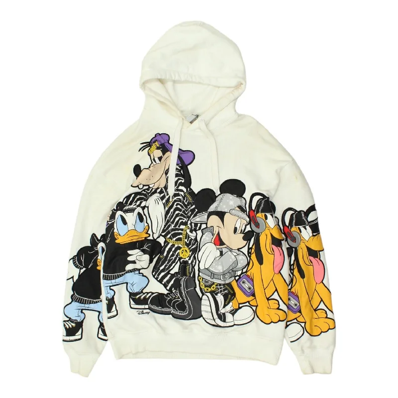 H&Moschino Mens Disney White Pullover Hoodie | Disney Mickey Goofy Jumper VTG