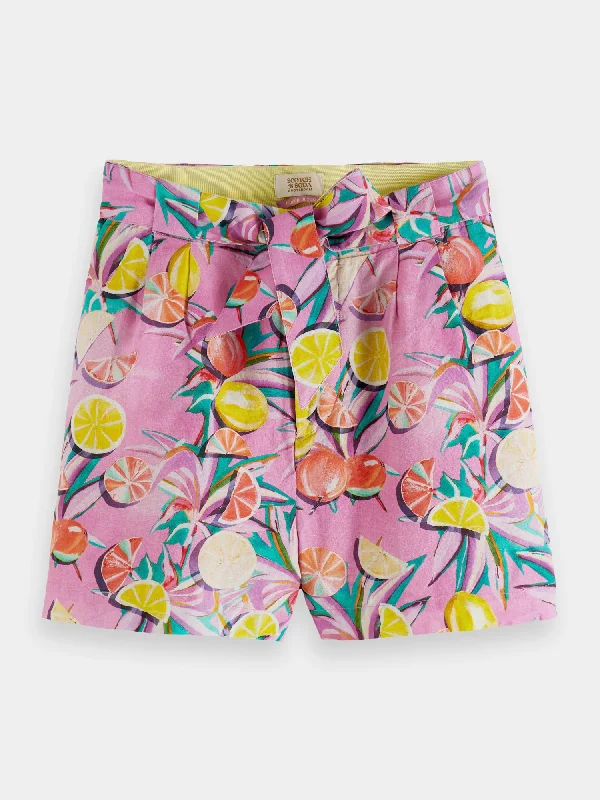 High-rise casual printed shorts