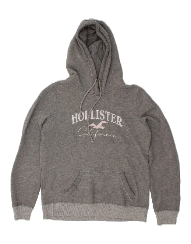 HOLLISTER Mens Graphic Hoodie Jumper Small Grey