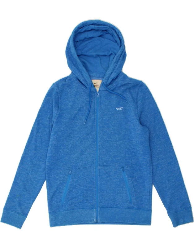 HOLLISTER Mens Zip Hoodie Sweater Small Blue Cotton