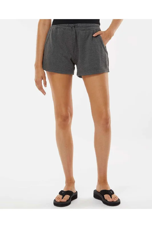 Independent Trading Co. Womens California Wave Wash Fleece Shorts w/ Pockets - Shadow Grey - NEW