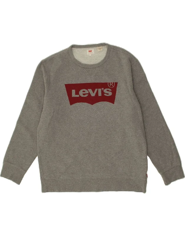 LEVI'S Mens Graphic Sweatshirt Jumper Large Grey Cotton