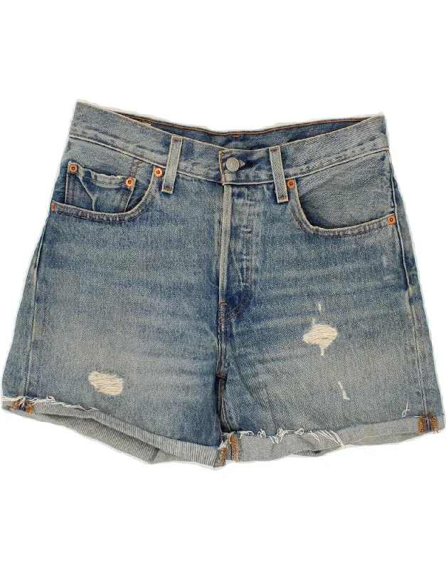 LEVI'S Womens Distressed Denim Shorts W26 Small Blue Cotton