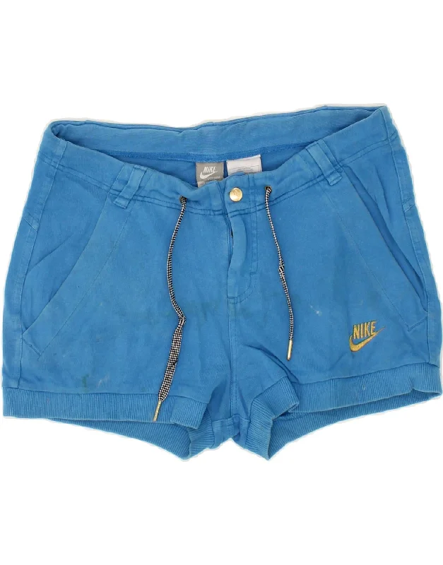 NIKE Womens Hot Pants UK 12 Medium W32 Blue Cotton