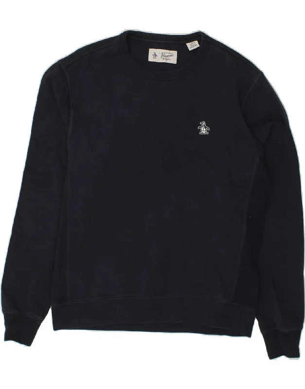 PENGUIN Mens Sweatshirt Jumper Small Navy Blue Cotton