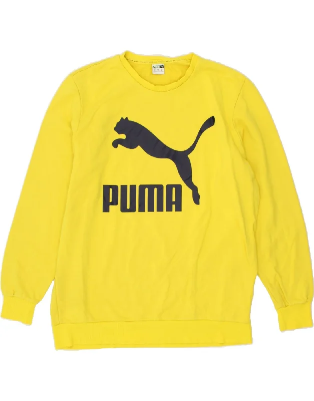 PUMA Mens Graphic Sweatshirt Jumper XL Yellow Cotton