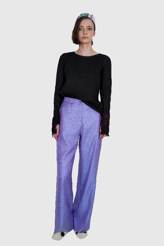 Purple Blue Trousers - Silk