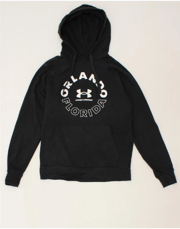 UNDER ARMOUR Mens Heat Gear Graphic Hoodie Jumper Small Black Cotton