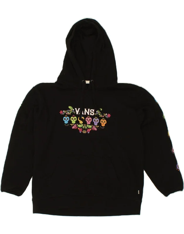 VANS Womens Oversized Graphic Hoodie Jumper UK 14 Medium Black