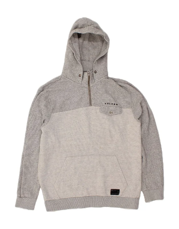 VOLCOM Mens Hoodie Jumper Large Grey Cotton