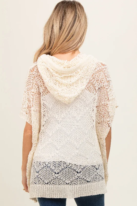 Cream Knit Dolman Sleeve Hooded Maternity Top