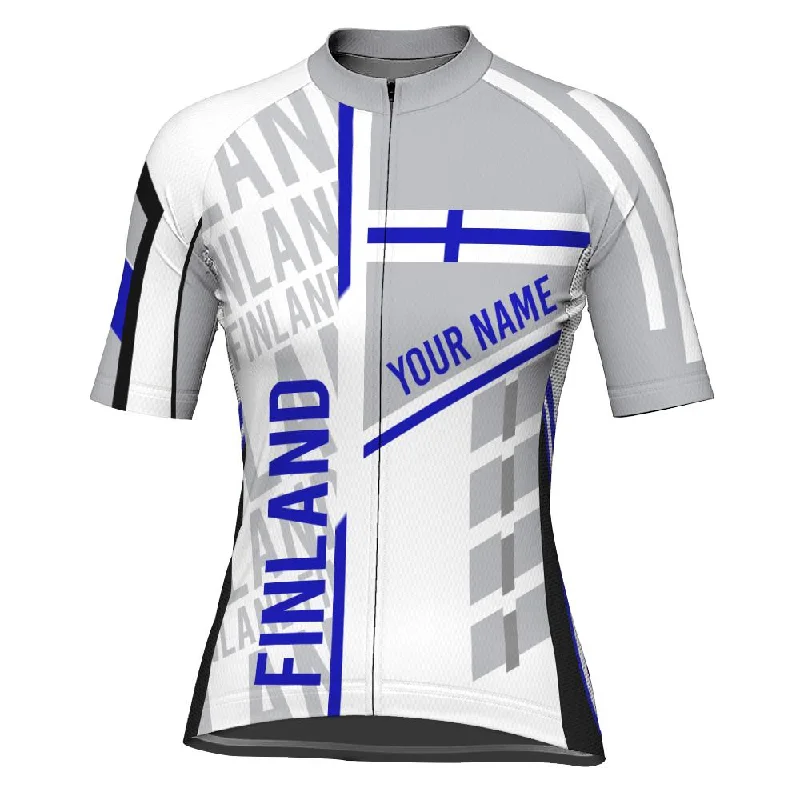 Customized Finland  Winter Thermal Fleece Short Sleeve Cycling Jersey for Women