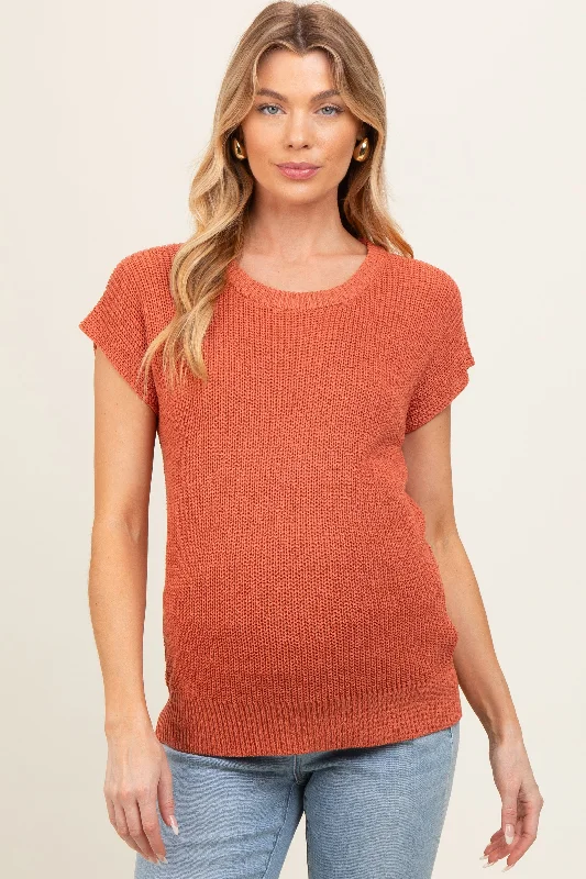 Rust Knit Maternity Sweater Top