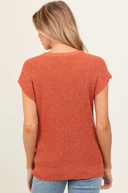 Rust Knit Maternity Sweater Top