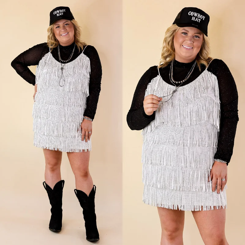 Cowboy Killer Crystal Fringe Dress in White