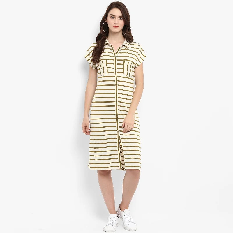 Women's Knitted Stripe Dress - Pannkh
