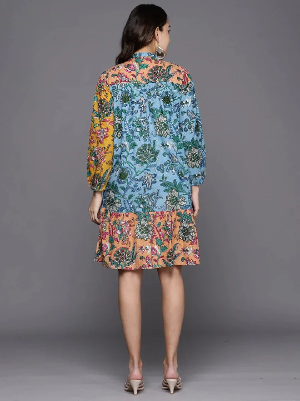 Women's Multi Printed A-Line Ethnic Dress - Navyaa