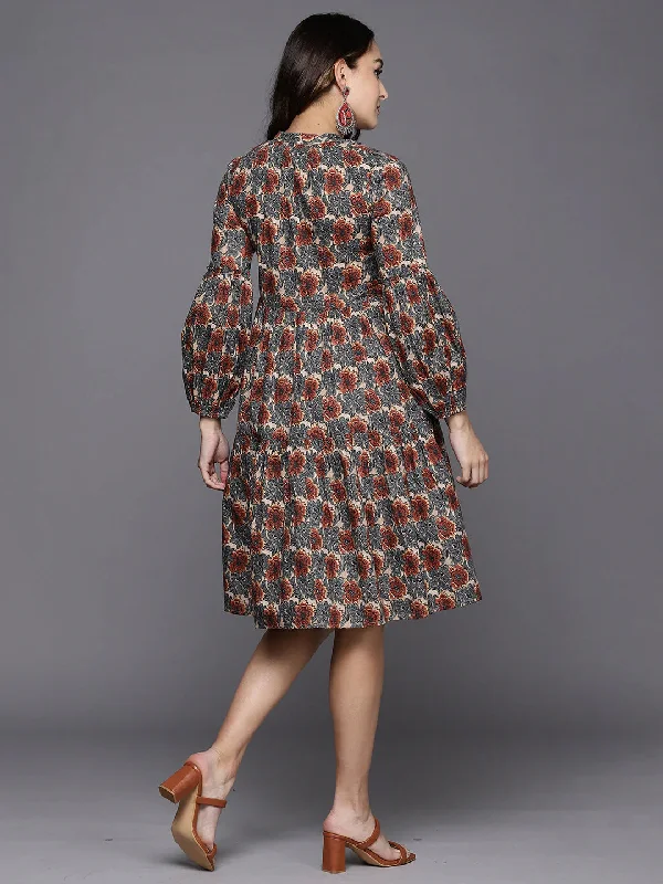 Women's Multi Printed A-Line Ethnic Dress - Navyaa