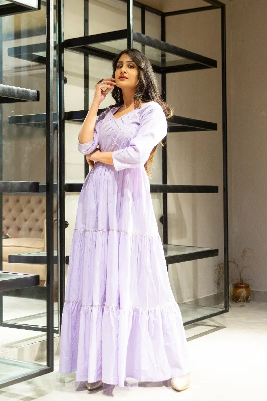 Women's Purple Anarkali Dress (1Pc) - Saras The Label