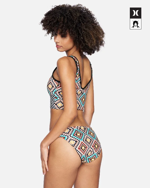 Hurley x Black Girls Surf Max Mosaic Geo Full Tab Side Bikini Bottom Neon bikini, Vibrant, Bold, Sexy