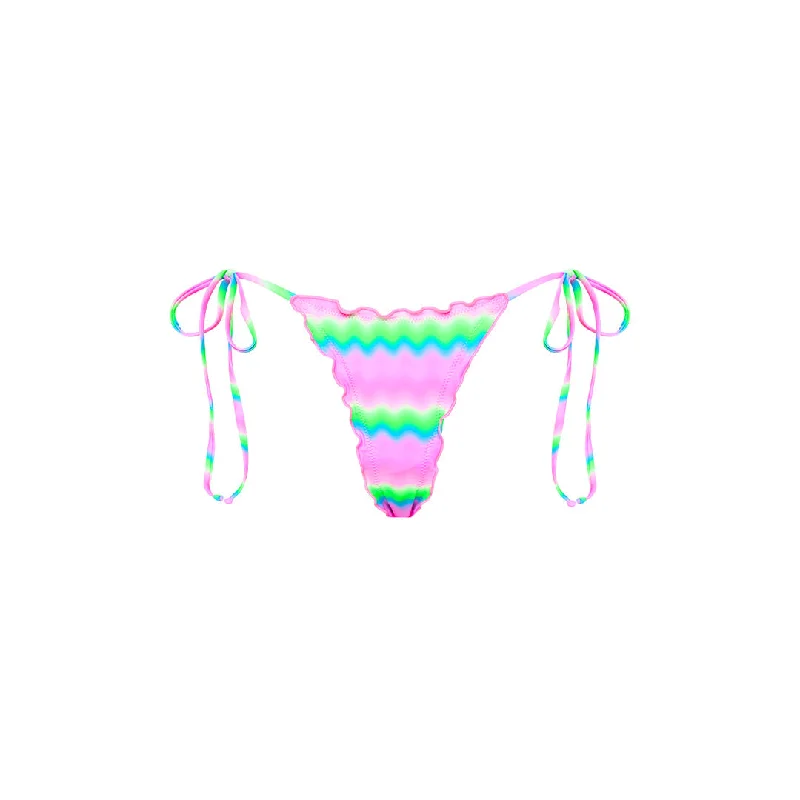 Lettuce Edge Thong Tie Bikini Bottom - Candy Clouds Bikini with floral accents, Feminine, Elegant, Stylish