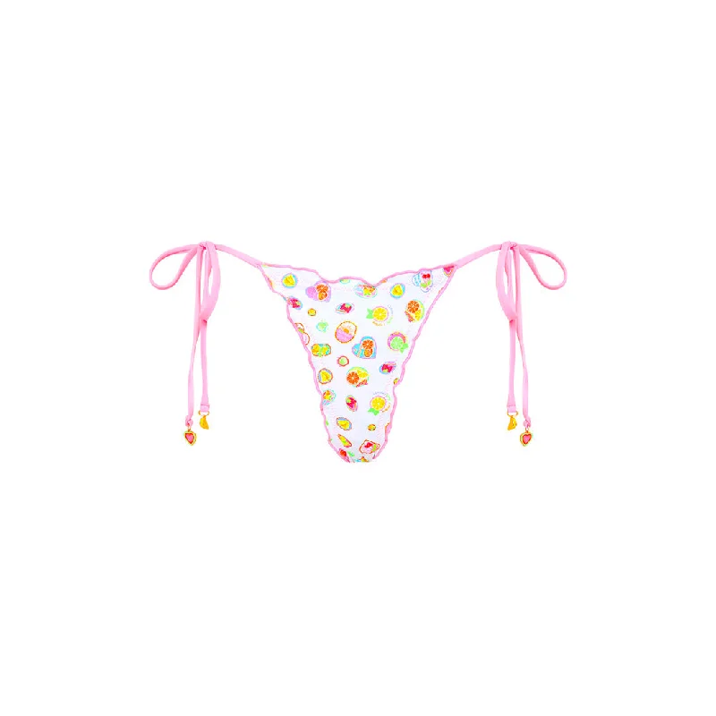 Lettuce Edge Thong Tie Bikini Bottom - Cutie Frutti Bikini with spaghetti straps, Sexy, Chic, Comfortable