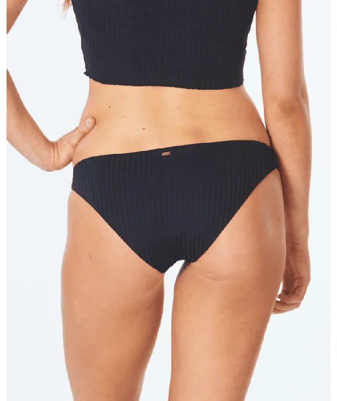 RIP CURL Women's Premium Surf Cheeky Coverage Bikini Bottom Black Tie front bikini, Adjustable, Sexy, Comfortable
