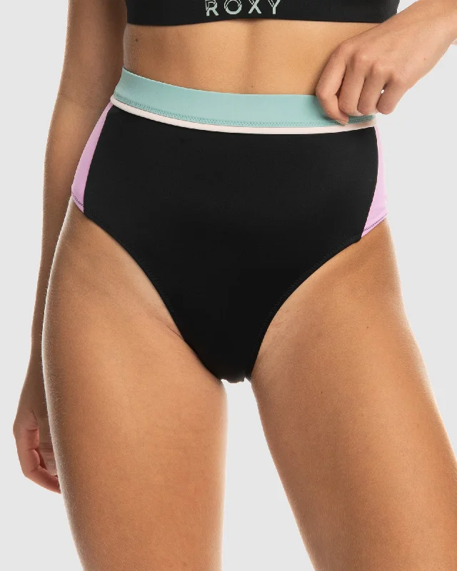 Womens Roxy Active High Waist Mod Sd Bikini Bottom Bikini with rings, Chic, Stylish, Sexy