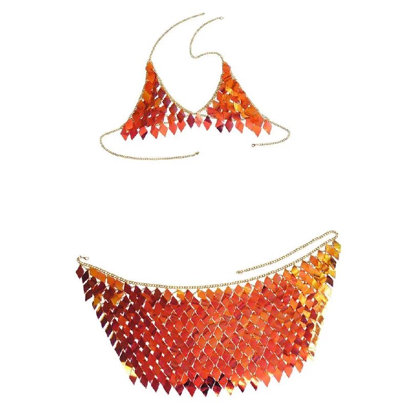 Max Women Sexy Tassel Body Chain Top Bra Nightclub Beach Bikini Jewelry Golden V-shaped bikini, Sexy, Trendy, Comfortable