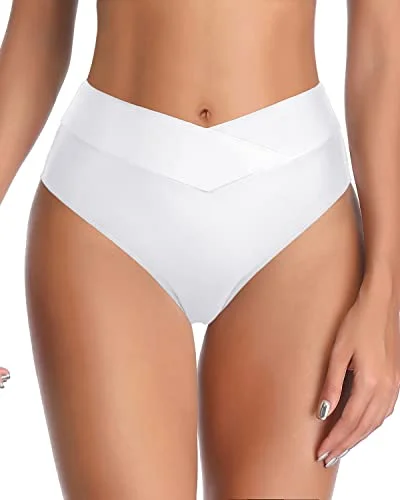 High Cut Tankini Brief High Waisted Bikini Bottom-White Twisted bikini top, Trendy, Sexy, Comfortable
